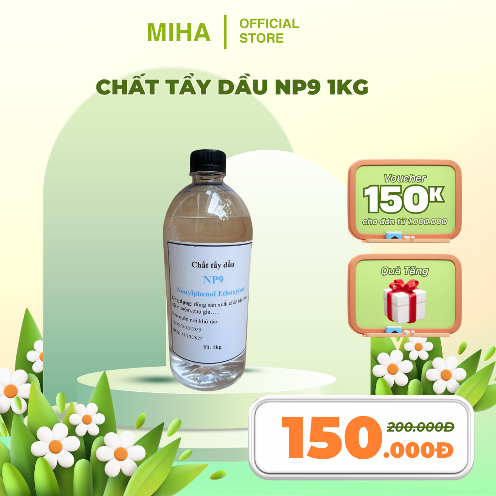 Chất Tẩy Dầu NP9 1kg – Tẩy Dầu Mỡ Công Nghiệp, Nguyên Liệu Tẩy Rửa Hiệu Quả