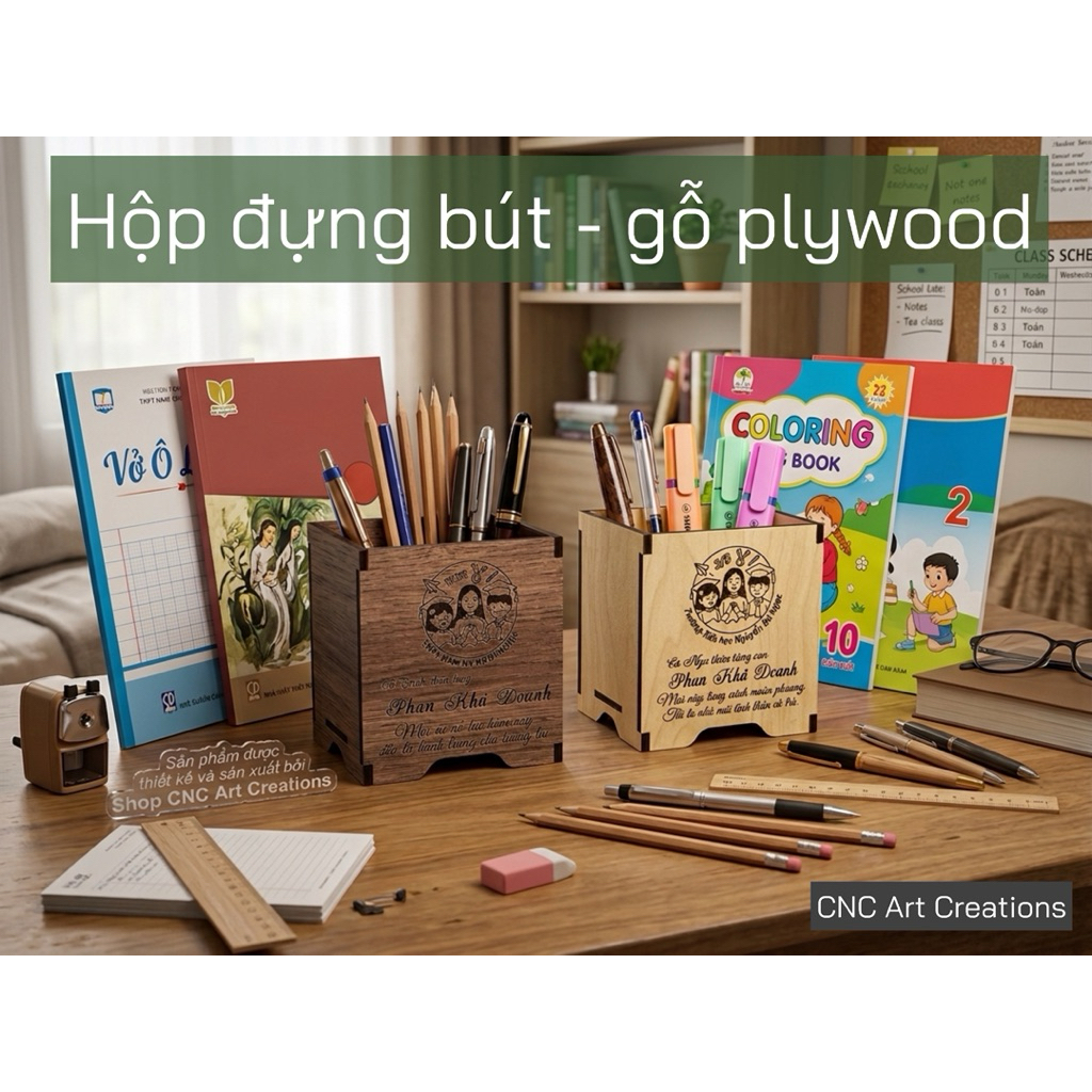 HỘP ĐỰNG BÚT QUÀ TẶNG CAO CẤP – GỖ PLYWOOD PHỦ MELAMINE