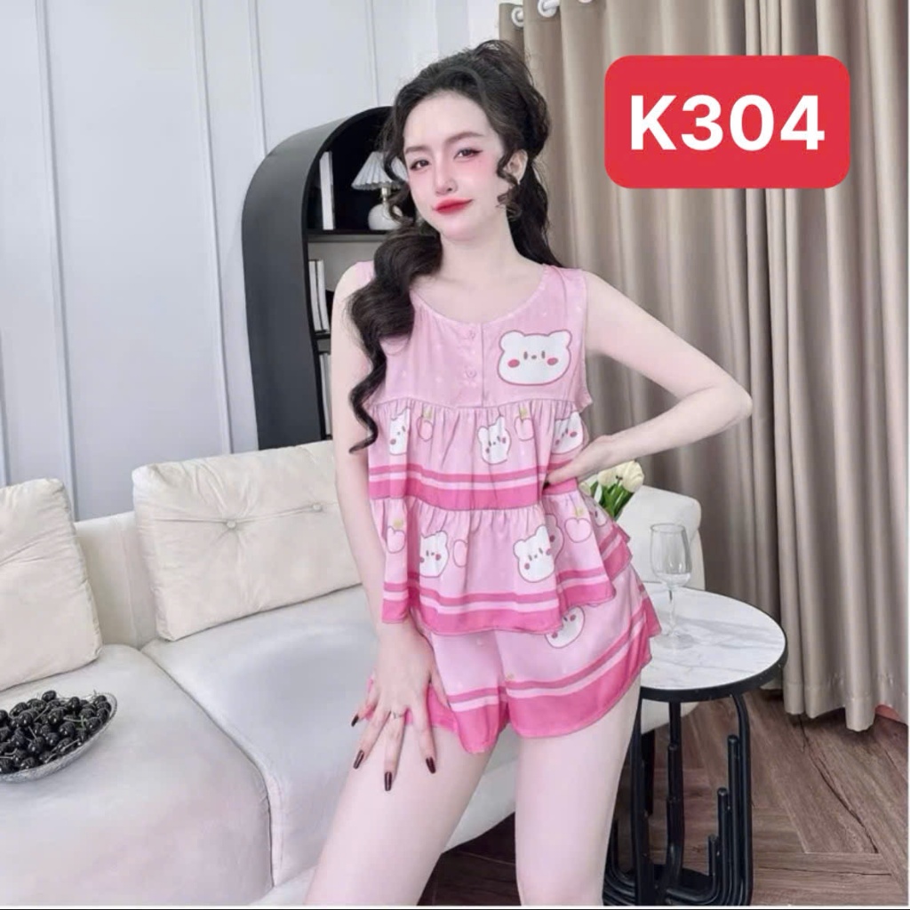 Pijama BabyDoll K3 Kim Thanh - Sát Nách Lụa Latin Short Bông Cực Mát Họa Tiết Trẻ Trung Sắc Nét Size 40-70kg | BigBuy360 - bigbuy360.vn