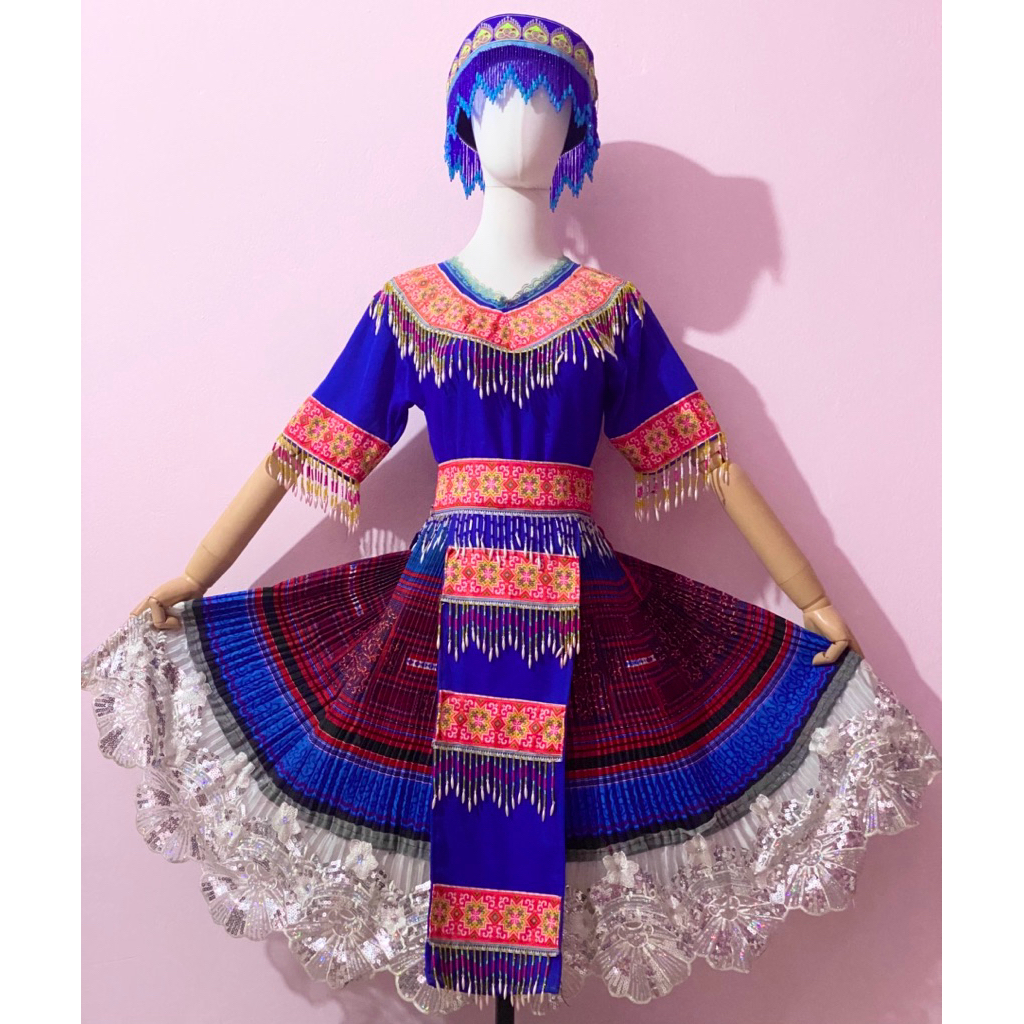 [HÀNG CŨ THANH LÝ] Trang phục dân tộc Hmong full set kèm mũ đồ cũ giá thanh lý