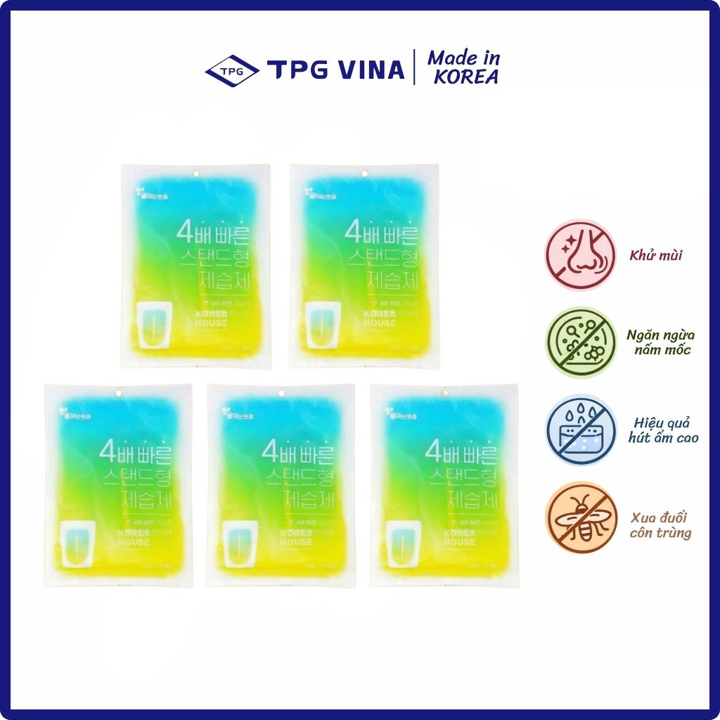 (Combo 5 túi) Gói Hút Ẩm Đứng CaCl2 150g, Khử Mùi, Chống Nấm Mốc Cho Tủ Quần Áo, Ô Tô, Tủ Giày