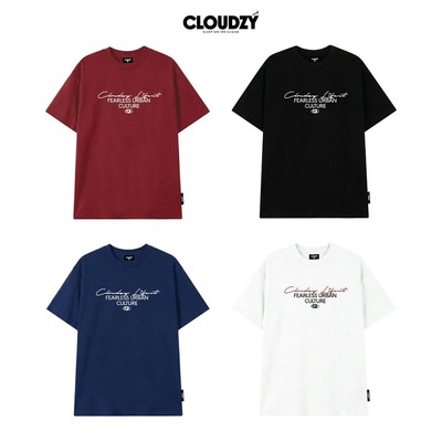 Áo thun oversize CLOUDZY phong cách mùa hè streetwear đi học unisex 100% cotton 250GSM áo phông tết màu đỏ LIFE