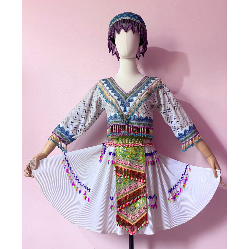 [HÀNG CŨ THANH LÝ] Trang phục dân tộc Hmong full set kèm mũ đồ cũ giá thanh lý