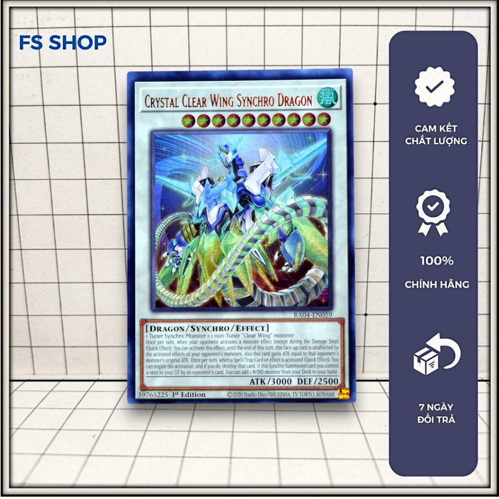 [FS shop] Thẻ bài yugioh chính hãng Crystal Clear Wing Synchro Dragon (Ultra Rare) - Synchro