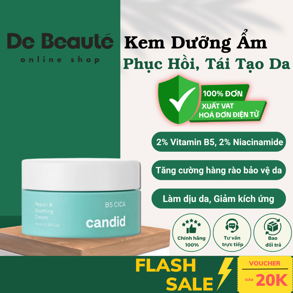 [Travel-Size 10ml] Kem B5 Dưỡng Ẩm, Phục Hồi Da Candid B5 Cica 10ml