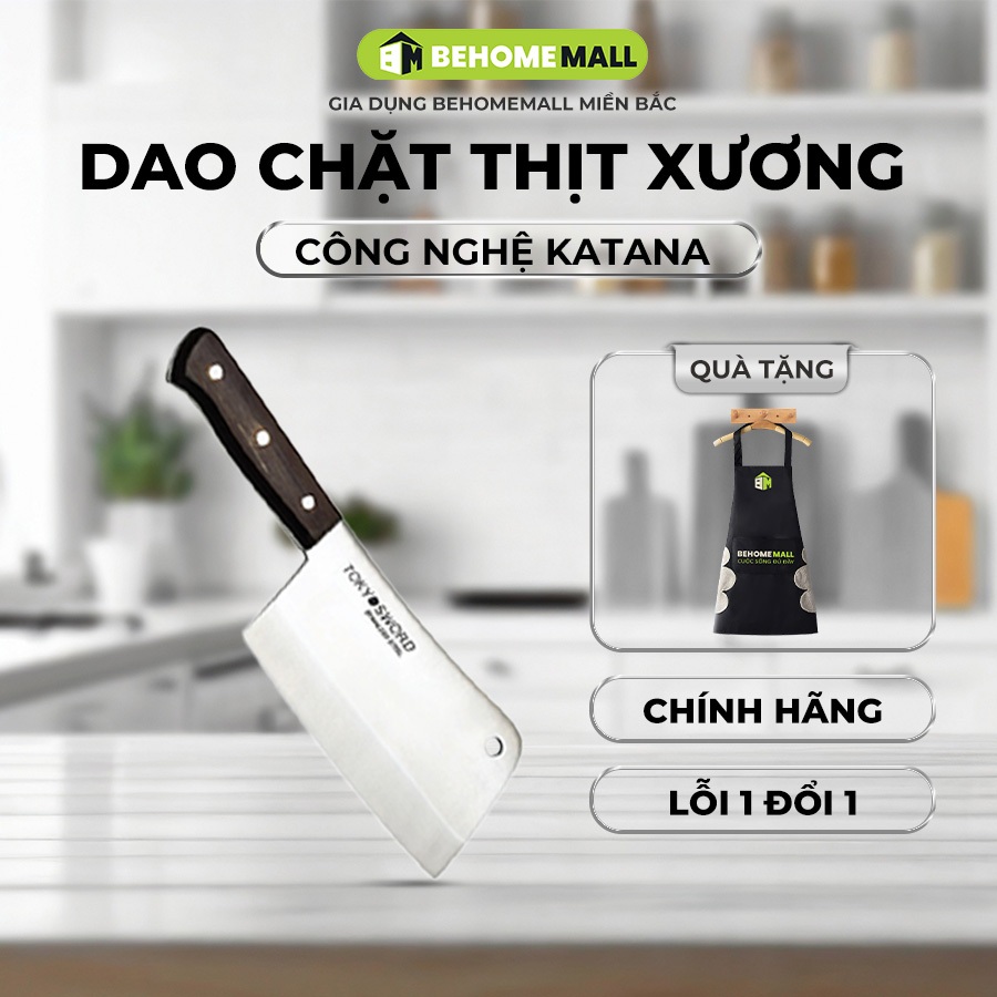 [MUA 1 TẶNG 1] Dao Chặt Tokyolife 17cm Tặng 1 Dao Thái Tokyolife 16.5cm, Công Nghệ Katana, Thép Cacb