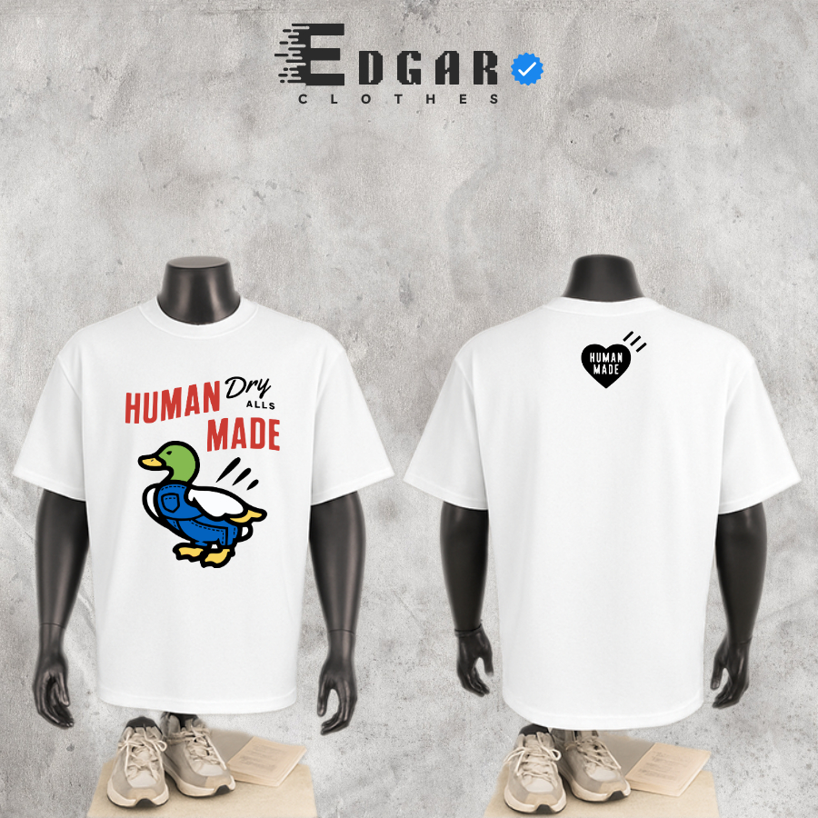 Áo Thun 𝘏𝘜𝘔𝘈𝘕 𝘔𝘈𝘋𝘌 In Hình Sắc Nét, Áo Thun Nam Nữ - Tshirt 𝘏𝘜𝘔𝘈𝘕 Unisex, Form Oversize, 260GSM - MS