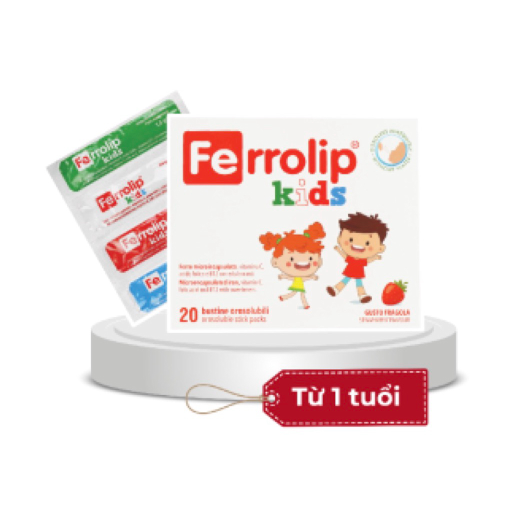 Ferrolip Kids - Bột uống bổ sung sắt vị dâu (Hộp 20 gói)