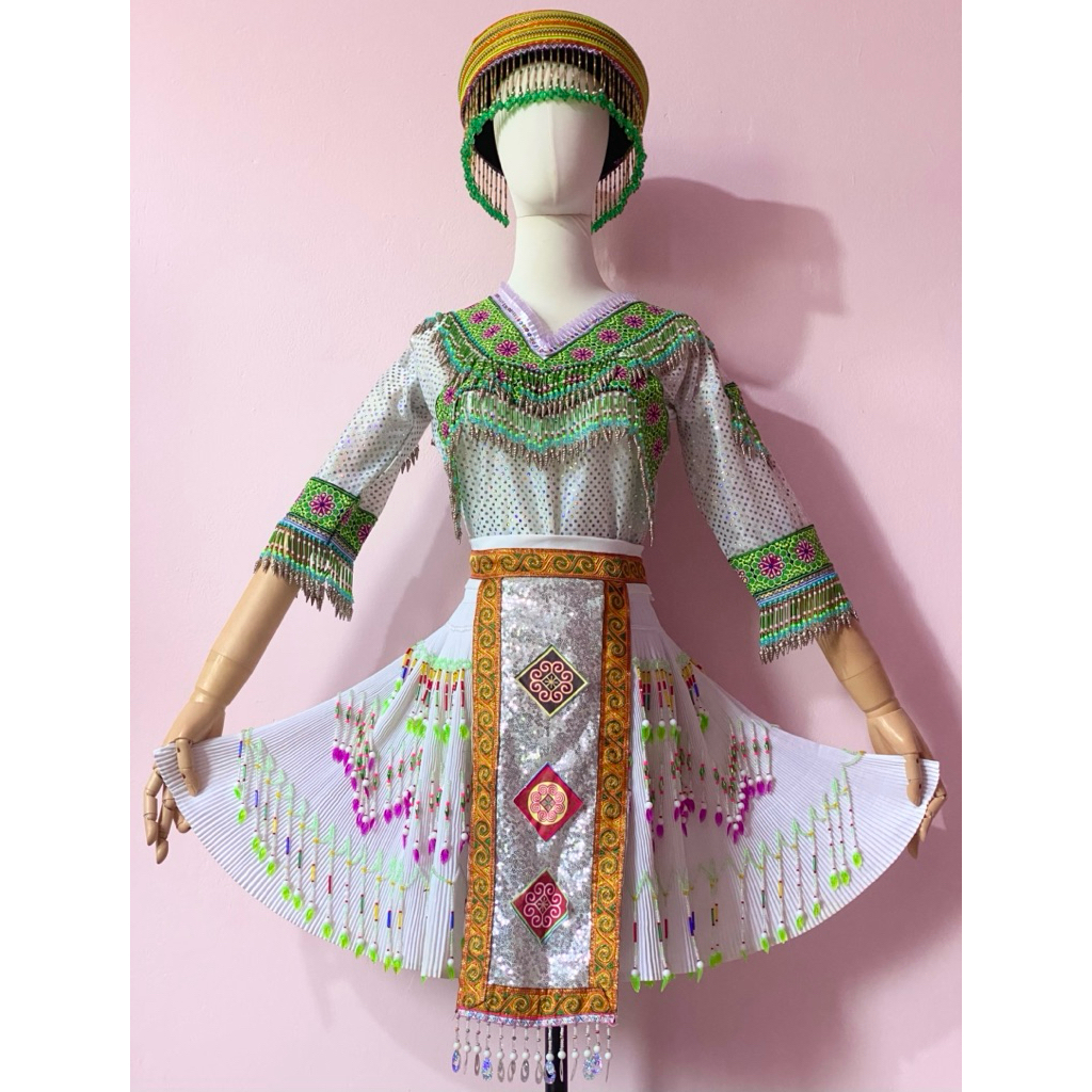 [HÀNG CŨ THANH LÝ] Trang phục dân tộc Hmong full set kèm mũ đồ cũ giá thanh lý