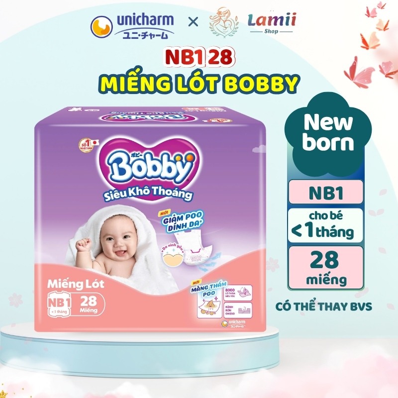 Miếng Lót Sơ Sinh Bobby Newborn 1 (Nb1-28, Nb1-64, Nb1-108) lót Sơ Sinh Siêu Thấm Lamii Shop