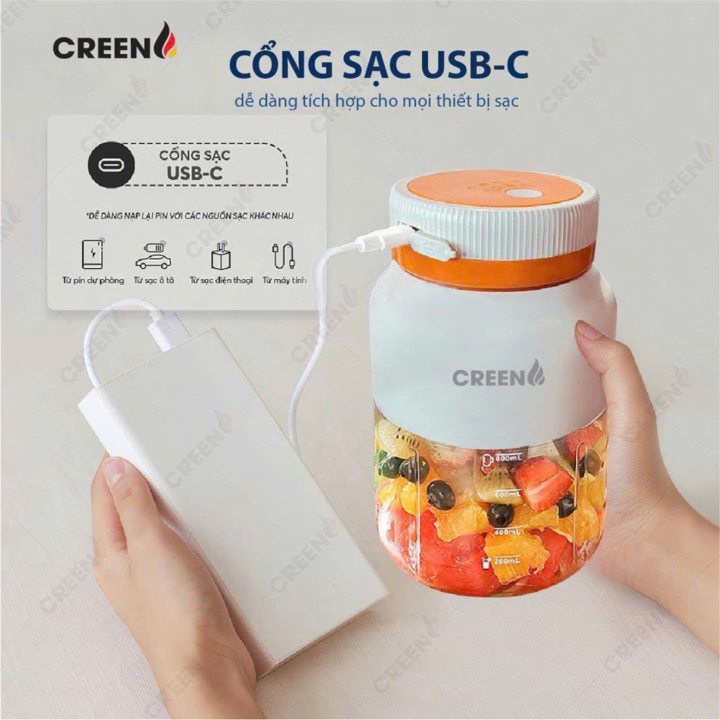 [Giảm 12% SPayLater] Máy xay sinh tố cầm tay CRENN CR_BL800 - Bảo hành chính hãng 12 tháng