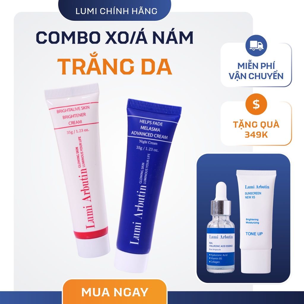 Combo kem Lumi Arbutin BrightAlive - tuýp lớn- dưỡng ẩm sáng da phù hợp cho mọi loại da