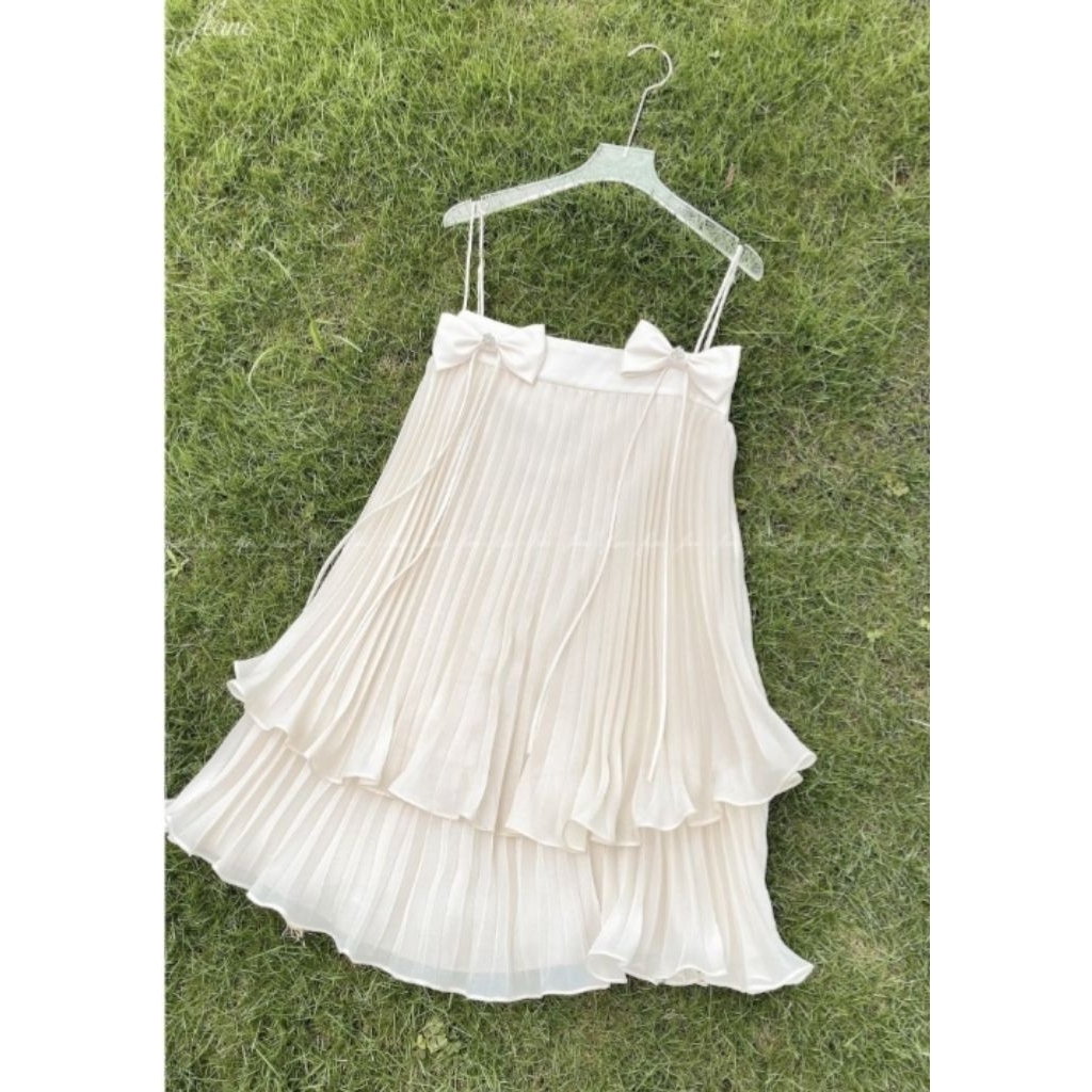 đầm hai dây dập ly flane Size S