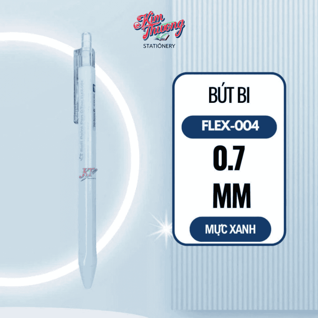 (FLEX-004) Hộp 12 cây Bút Bi Flex Learn FLEX-004 - Đầu bút 0.7mm, trơn êm, mực đậm (mực xanh)
