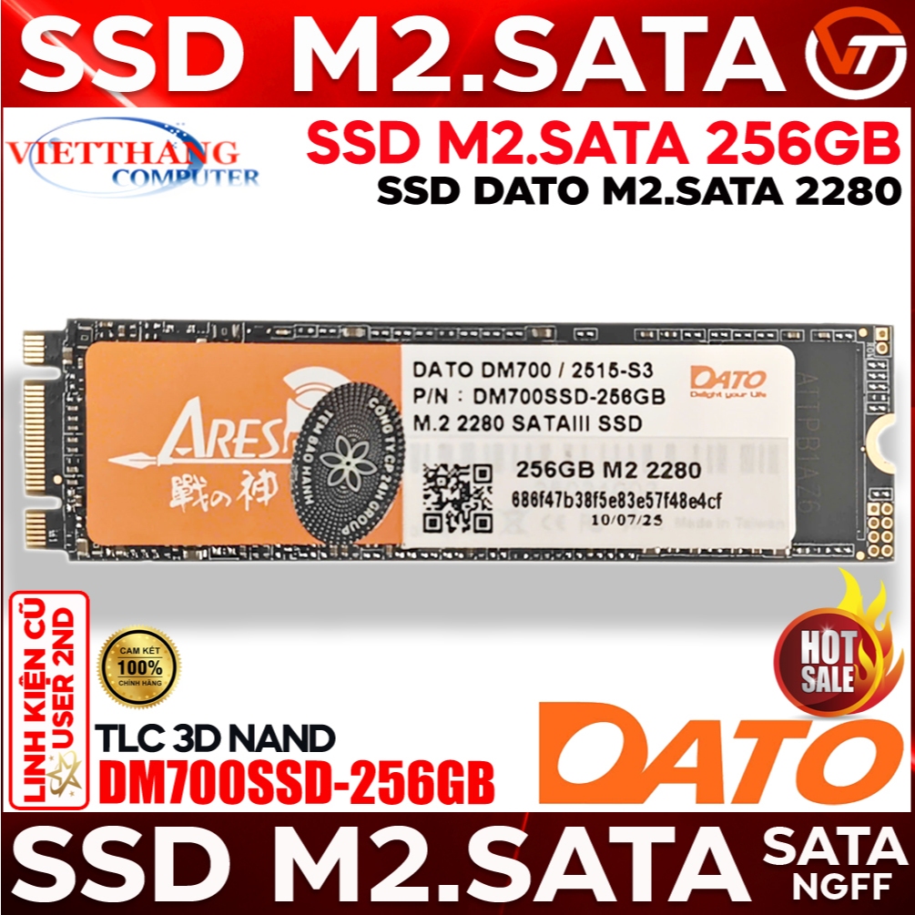Ổ cứng SSD M2.SATA NGFF Dato Ares 256GB Cũ đã qua sử dụng ( Cũ - 2nd )