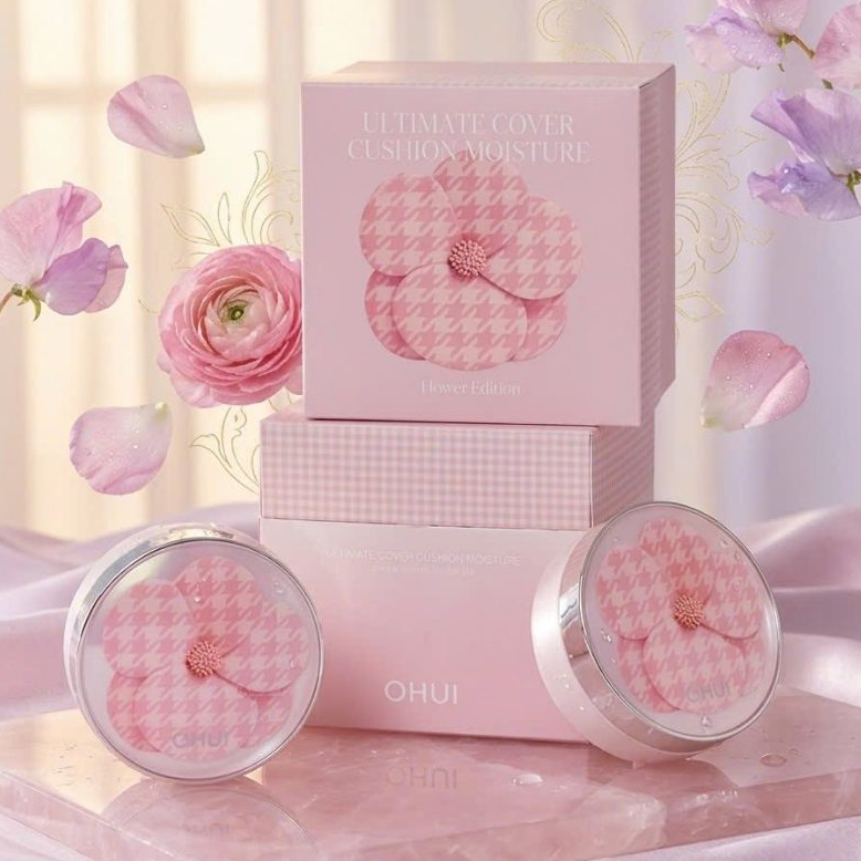 SET Phấn nước  OHUI ULTIMATE COVER CUSHION  MOISTURE FLOWER EDITION x ASIANA AIRLINES