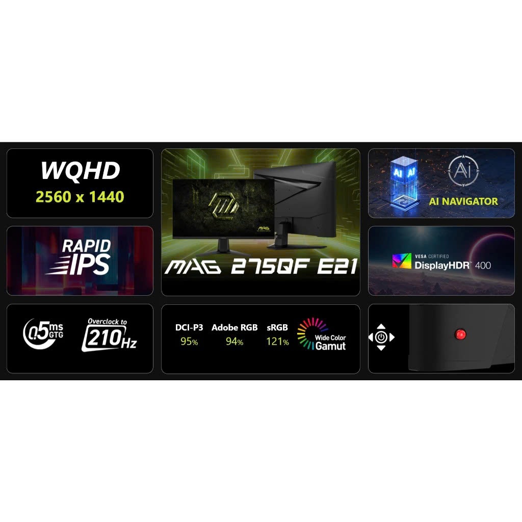Màn Hình Gaming MSI 275QF E21 – 27" – 2K – 210Hz – Rapid IPS – 0.5ms | BigBuy360 - bigbuy360.vn