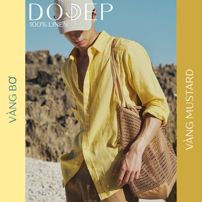 DODEP Áo sơ mi nam linen 100% tay dài
