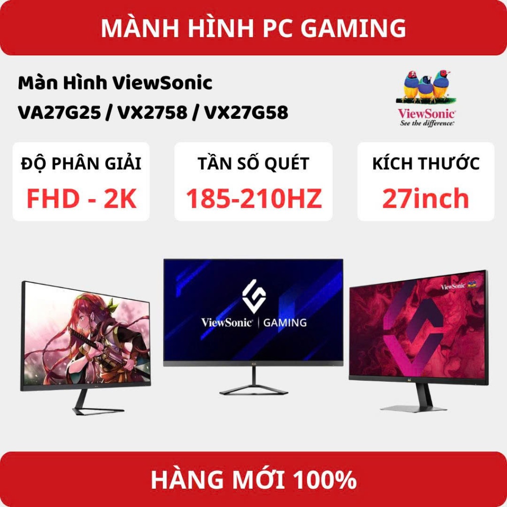 Màn Hình ViewSonic VA27G25 / VX2758 / VX27G58 - 27 inch - 2K - 185Hz / 210Hz - Fast IPS - Gaming Siê
