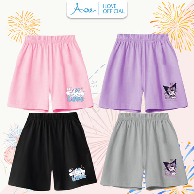 [MỚI] Quần đùi cotton cho bé gái AORE, Quần short có túi in hình Kuromi, Chú Chó Cinnamoroll mềm mịn thoáng mát 8-35kg