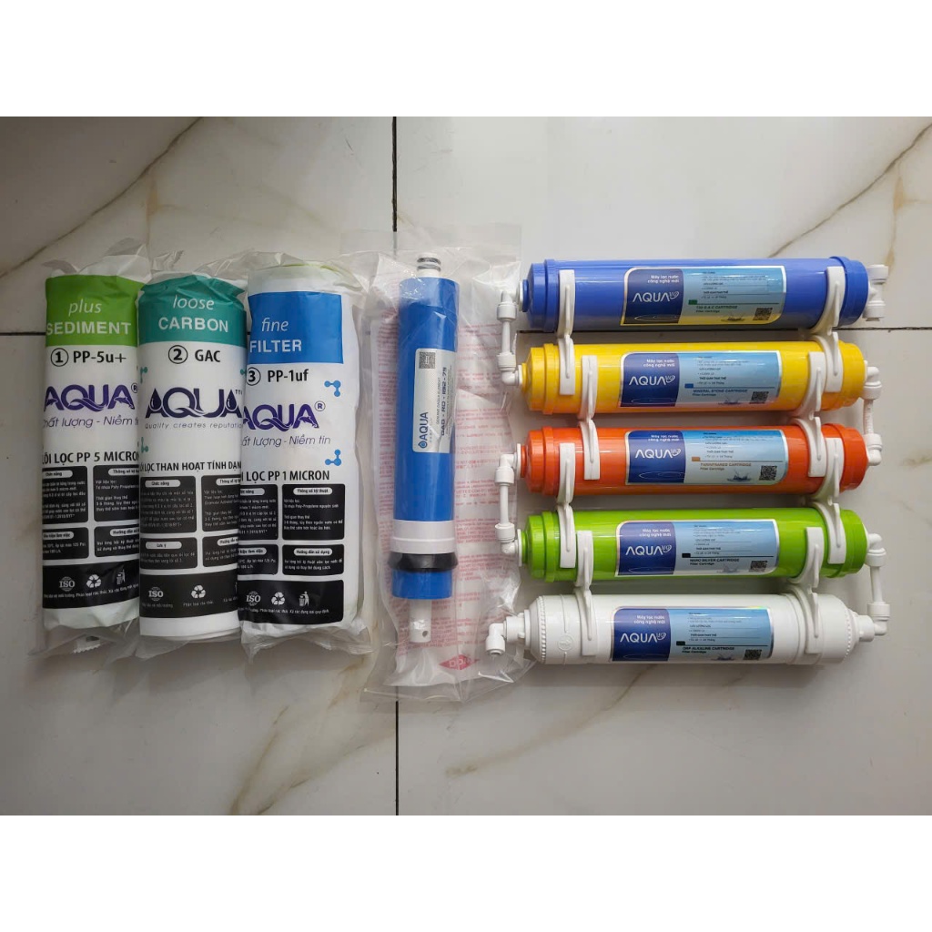 Combo 9 Lõi Lọc Nước AQUA 123456789 - Lọc sạch vi rut ,vi khuẩn