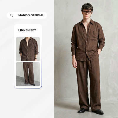 [Có BIGSIZE] Set Sơ Mi Linen Nam Dài Tay MANDO Bộ Quần Áo Nam Form Oversize Đi Biển Dạo Phố Đi Cafe Mặc Mùa hè - NSET001
