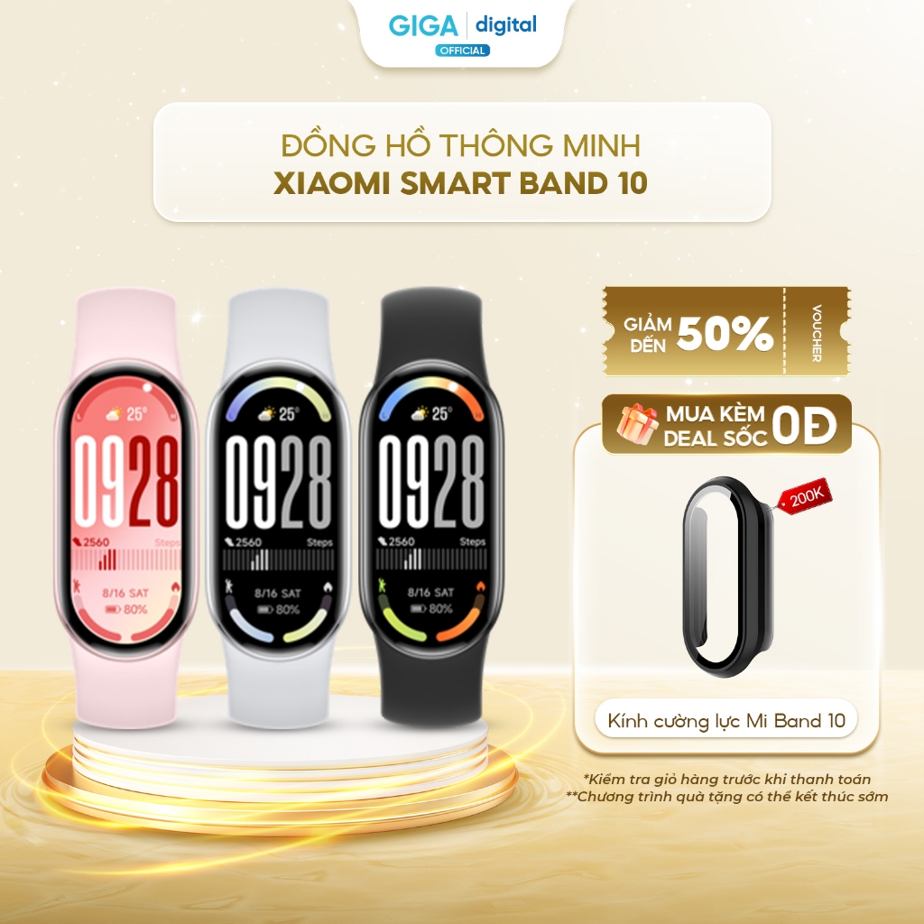 Đồng hồ thông minh Xiaomi Smart Band 10 - Bluetooth 5.4 - Kháng nước 5ATM - Pin lên đến 21 ngày