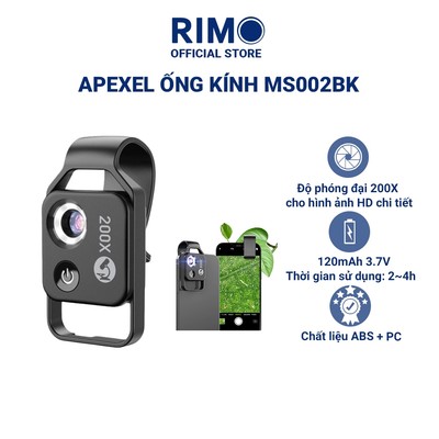 Ống kính camera điện thoại di động Apexel MS002BK 200X chuyên nghiệp,cung cấp hình ảnh chi tiết HD