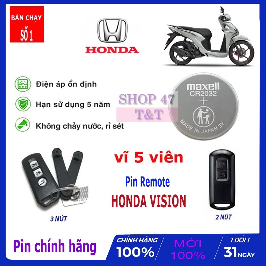 Pin Maxell CR2032 thay thế remote xe Honda Vision