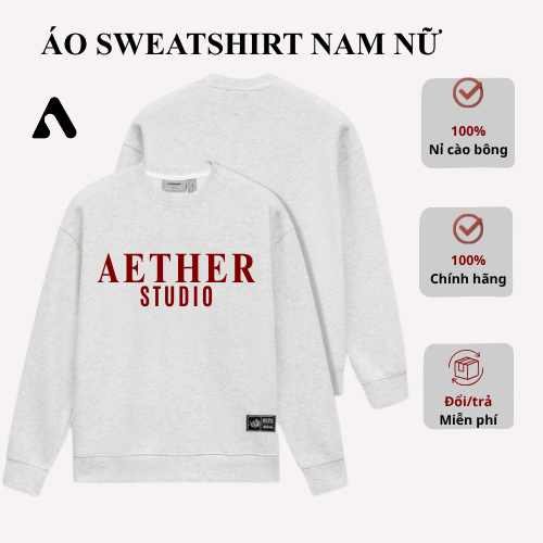 Áo Sweater AETHER Studio Nam Nữ Form Rộng Unisex Cotton Cao Cấp