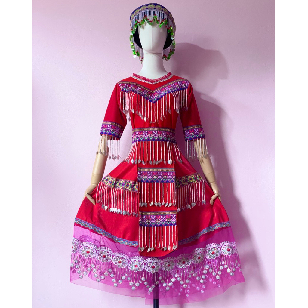 [HÀNG CŨ THANH LÝ] Trang phục dân tộc Hmong full set kèm mũ đồ cũ giá thanh lý