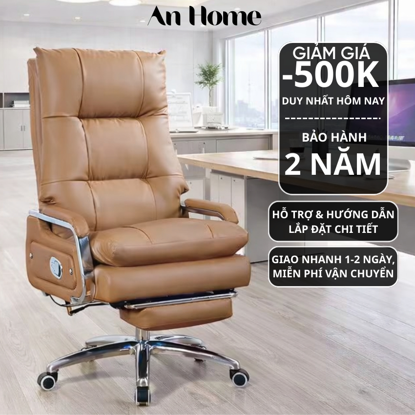 Ghế văn phòng Ghế giám đốc massage 7 chế độ Ghế xoay văn phòng bọc da PU êm ái An Home Pehouse | BigBuy360 - bigbuy360.vn