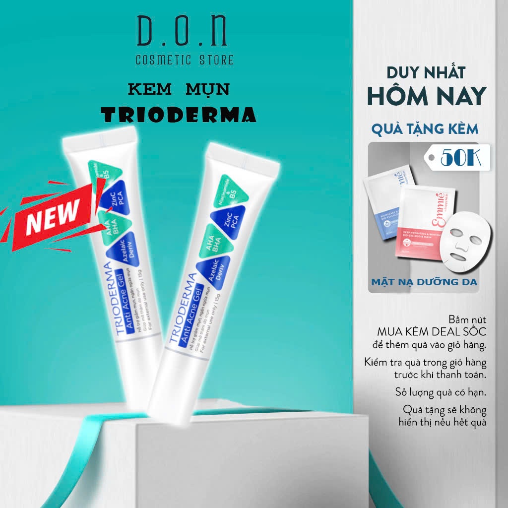 Kem Giảm Mụn Trioderma Anti Acne Gel 15g - Gel Chấm Mụn Mờ Thâm Làm Dịu Da Kiểm Soát Dầu Nhờn