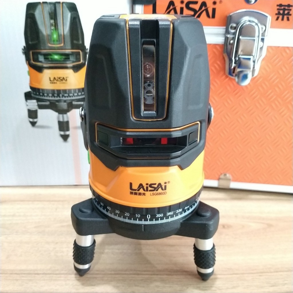 Máy laser cân bằng 5 tia xanh LAiSAi LSG6860D-3 chế độ chiếu tia, chế độ khóa tia chính xác