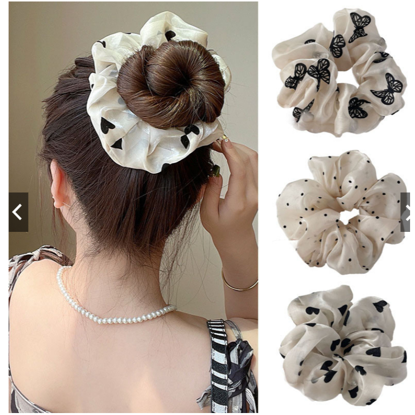 SET 3 Dây buộc tóc scrunchies lụa xinh xắn - Chất liệu lụa mềm mại