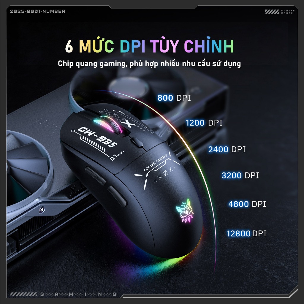 Chuột không dây gaming Onikuma cw935 bluetooth usb 2,4G 3 MODE pin sạc 6 nút bấm led RGB 5 mức DPI Kết nối máy tính/iPad | BigBuy360 - bigbuy360.vn