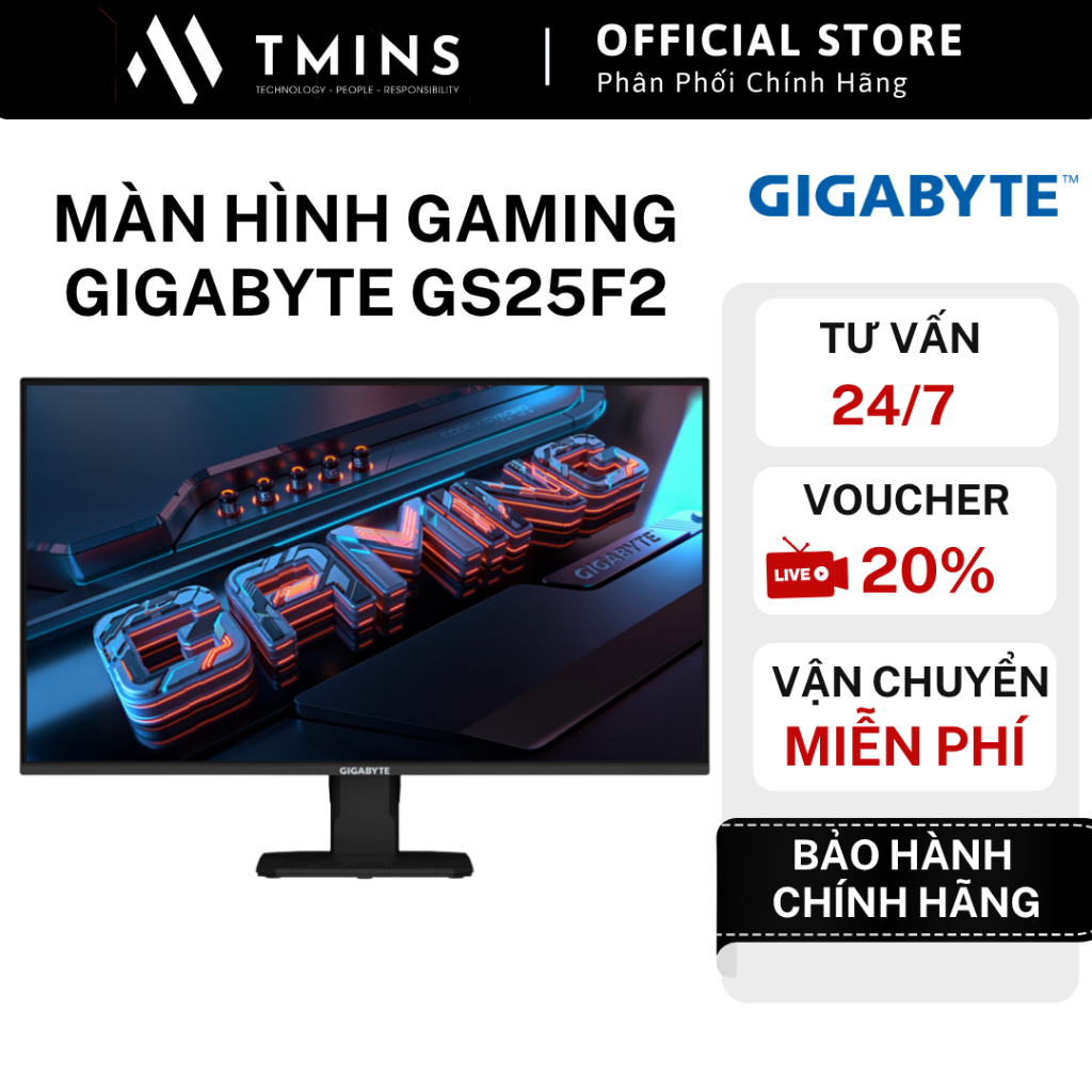 Màn hình gaming Gigabyte GS25F2 (24.5inch_ Super Speed IPS_ FHD_ 200Hz-1ms) - Hàng chính hãng