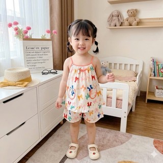 bộ tole lanh bé gái quần đùi áo dây