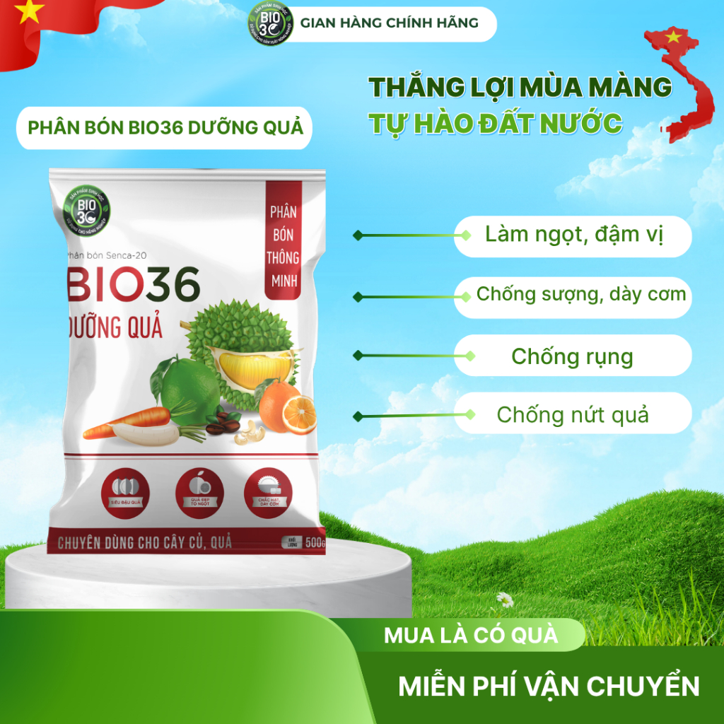 BIO36 Siêu Dưỡng Quả Hỗ Trợ Làm Ngọt, Chống Sượng, Dày Cơm, Chống Rụng Nứt Quả