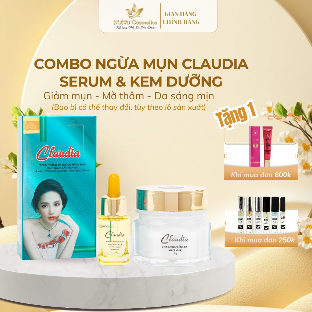 Combo dưỡng trắng da, ngừa mụn Claudia