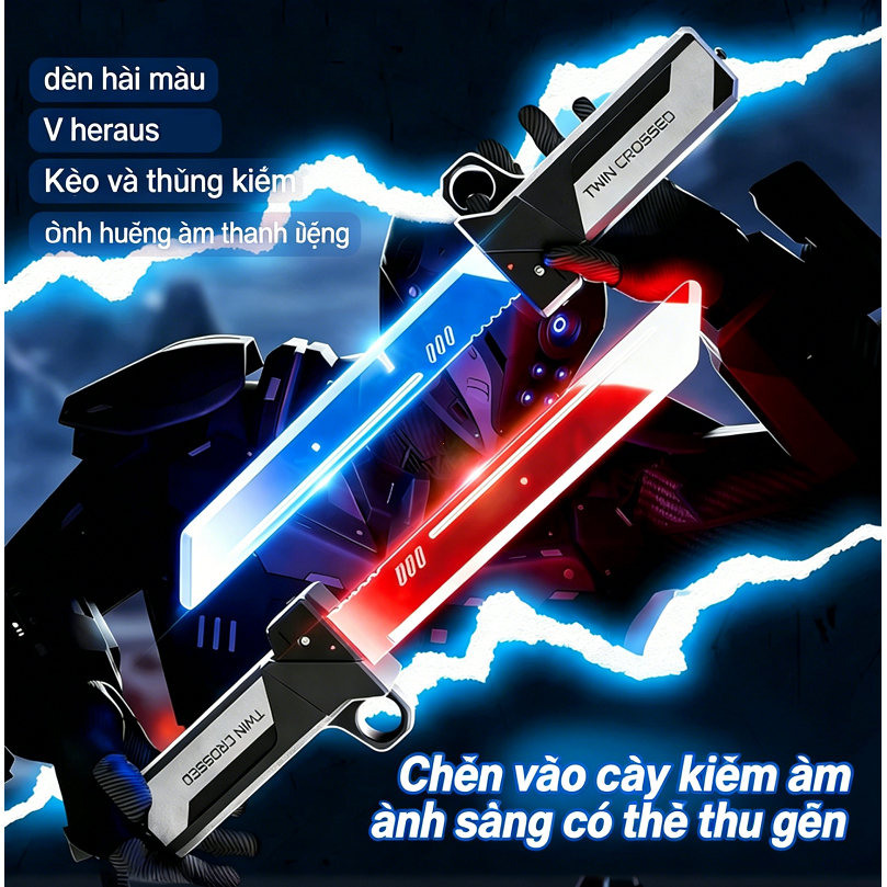 7-color collapsible light sword combined with two swords, creative rotating toy for children