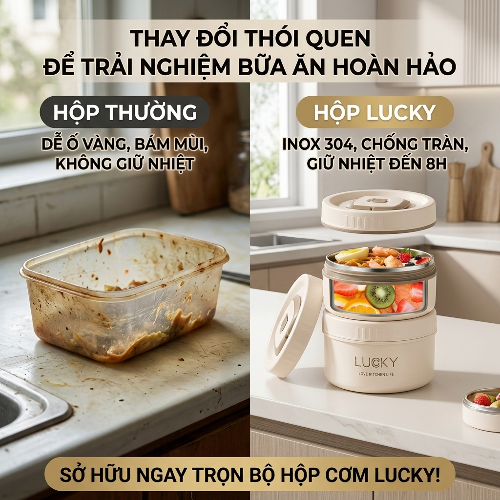 Hộp Đựng Cơm Giữ Nhiệt, Hộp Cơm Trưa Văn Phòng 3 Tầng Cách Nhiệt Bằng Thép Không Gỉ 304 An Toàn | BigBuy360 - bigbuy360.vn