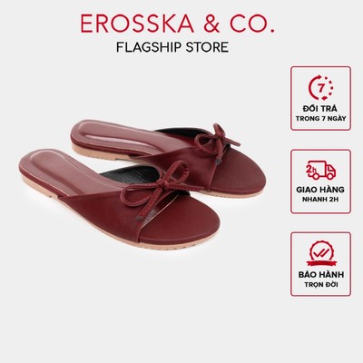 Erosska - Dép quai ngang đế bệt phối nơ kiểu dáng trẻ trung basic màu đỏ - DE095