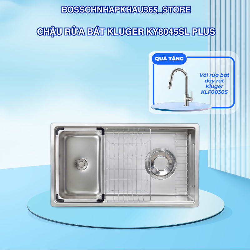 Chậu Rửa Bát 1 Hố Kluger KY8045SL Plus - Công Nghệ Nano Ceramic - Chống Bám Bẩn – Bossch365