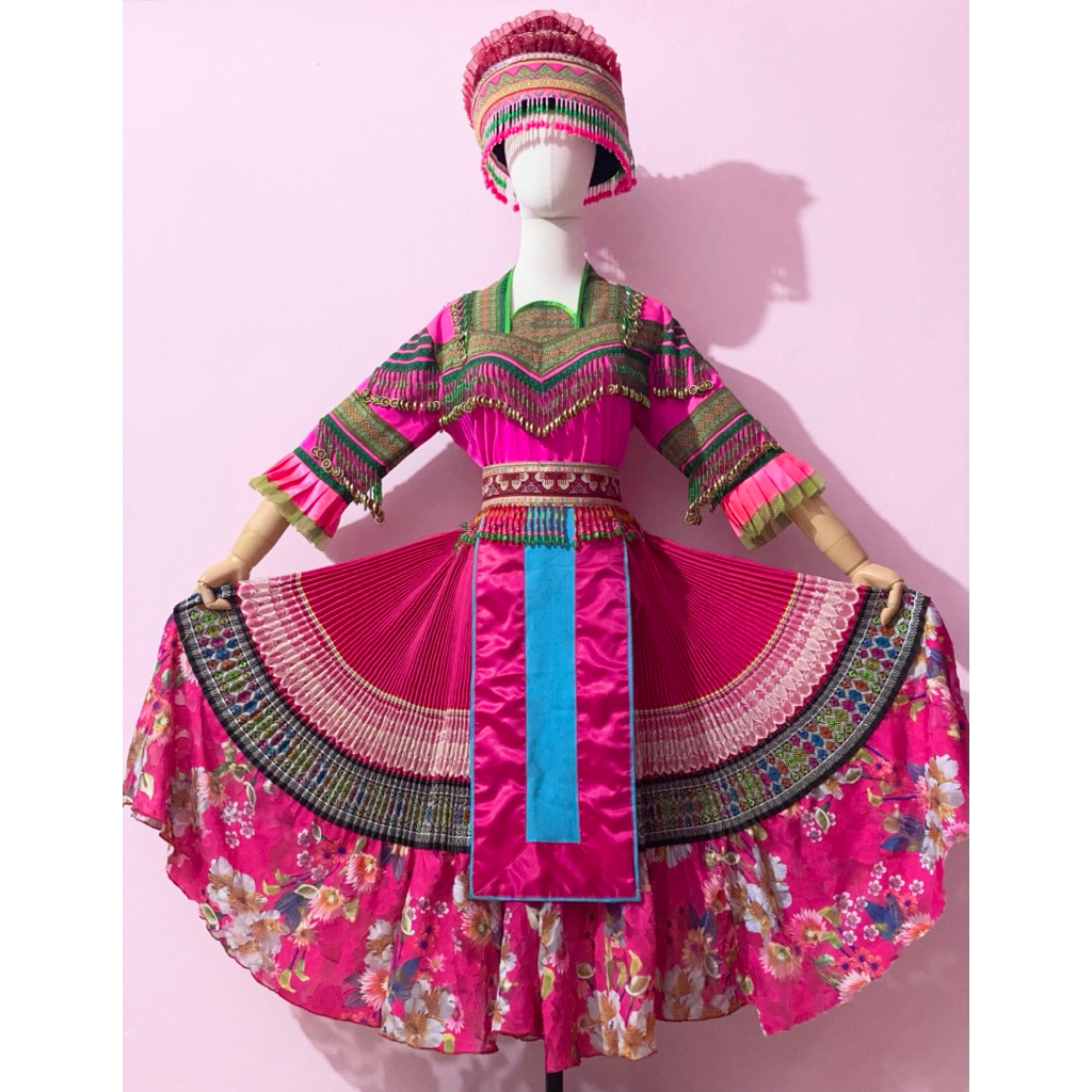 [HÀNG CŨ THANH LÝ] Trang phục dân tộc Hmong full set kèm mũ đồ cũ giá thanh lý