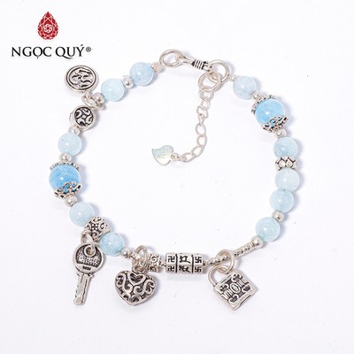 Vòng tay đá Aquamarine phối charm - Mẫu VC0287 - Ngọc Quý