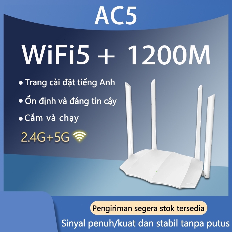 Thiết bị Router phát Wifi Tenda AC5 Chuẩn AC 1200Mbps 2 băng tần 2.4 GHZ +5 GHZ 4 Râu