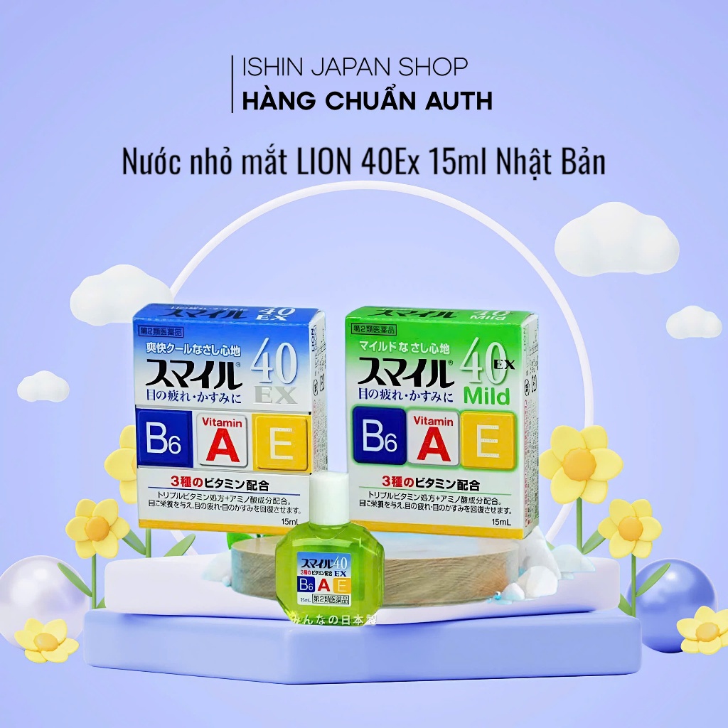 Nước nhỏ mắt Eyemiru 40 EX Mild Lion Ishin Japan Shop Nhật Bản - Lọ 15ml