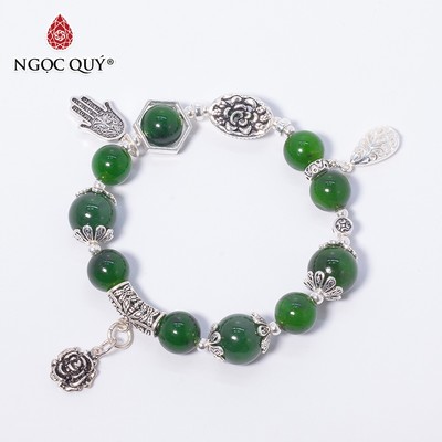 Vòng tay đá Ngọc bích tự nhiên phối charm - Mẫu VC0383 - Ngọc Quý
