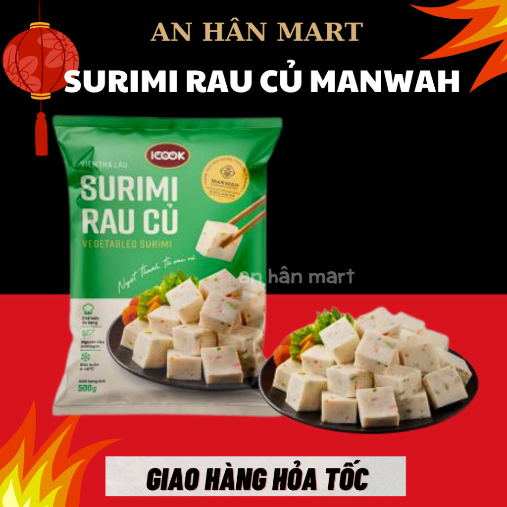 Viên surimi rau củ Manwah, viên thả lẩu rau củ icook gói 500g